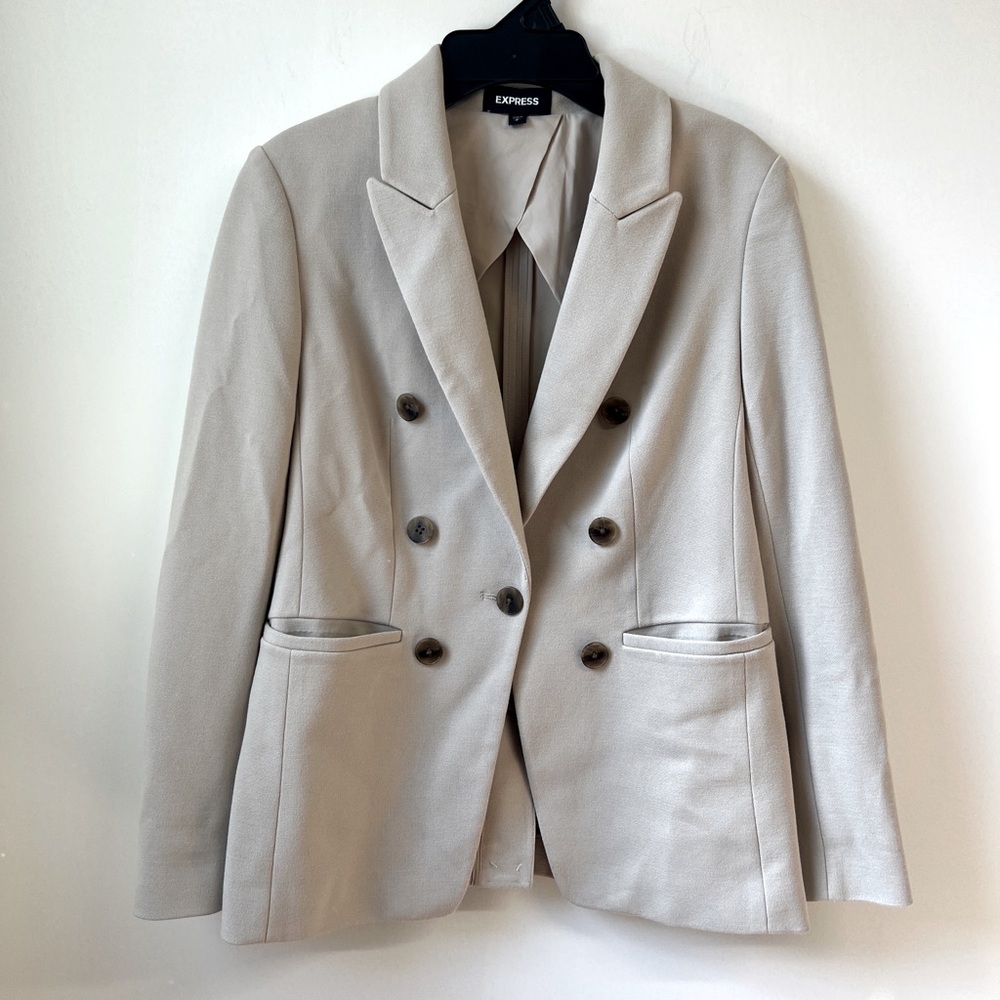 Express Women's Beige Double-Breasted Blazer